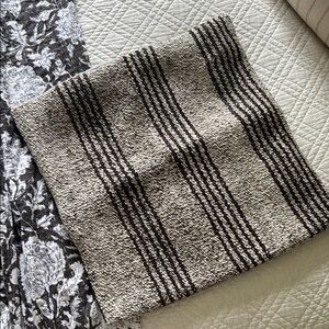 Turkish Striped Black and Cream Throw Pillow Cover